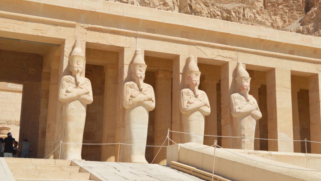 The towering statues of Abu Simbel temples near Aswan