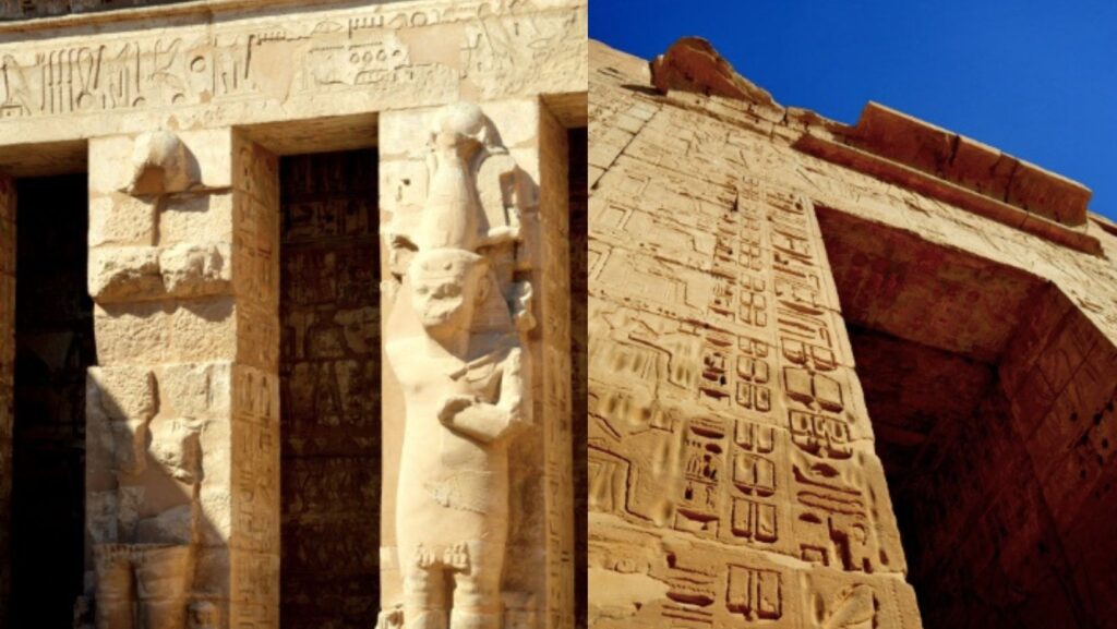 Beautifully preserved carvings inside the Luxor Temple